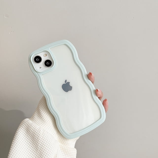 Funda de onda rizada transparente bonita a la moda para iPhone 11 12 13 14 Pro Max 7 8 Plus X XR XS funda de parachoques a prueba de golpes Capa estética Tan Jianjun unisex