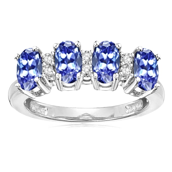 Star K� Oval 5x3 Genuine Tanzanite 4 Four Stone Band Ring