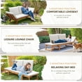 thumbnail image 3 of QISHENSHUI Outdoor Couch Acacia Wood Patio Couch with Adjustable Armrests,Outdoor Convertible Sofa with Removable Cushions&Pillows for Patio, Porch, Poolside(White), 3 of 14