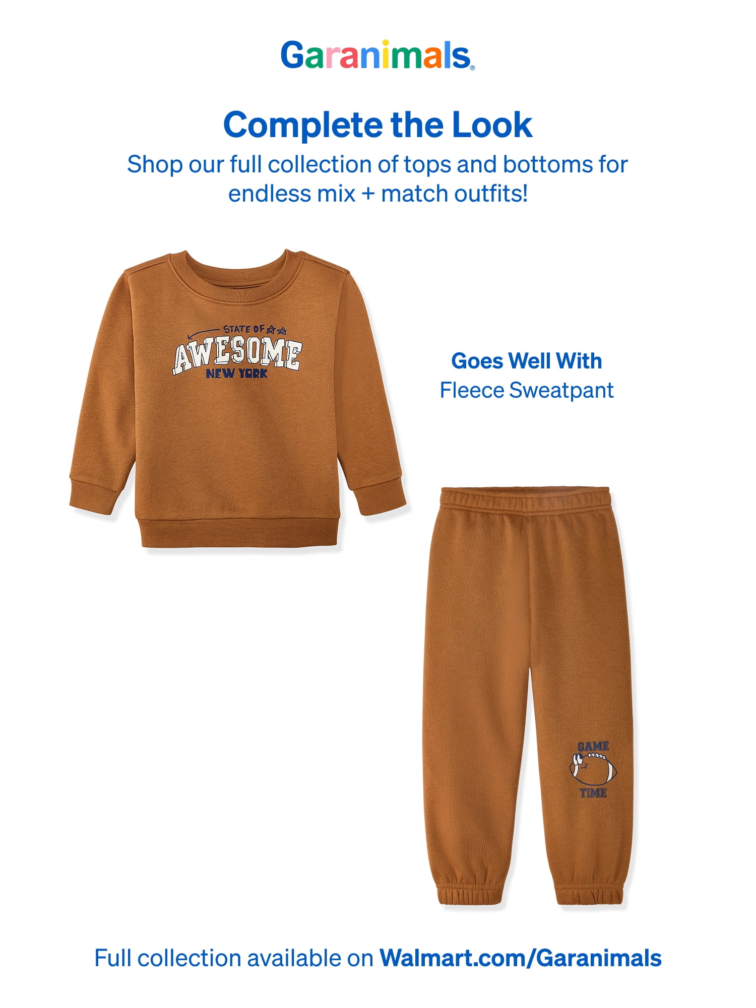 Garanimals Baby & Toddler Boys Graphic Fleece Crewneck Sweatshirt, Sizes 0-6T