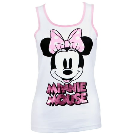 Minnie Mouse Women's White Pink Foil Tank Top-Small 