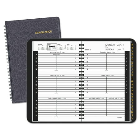 - AT-A-GLANCE Weekly Appointment Book, Hourly Appt, Phone/Address Tabs, 4 7/8 x 8, Black, 2018