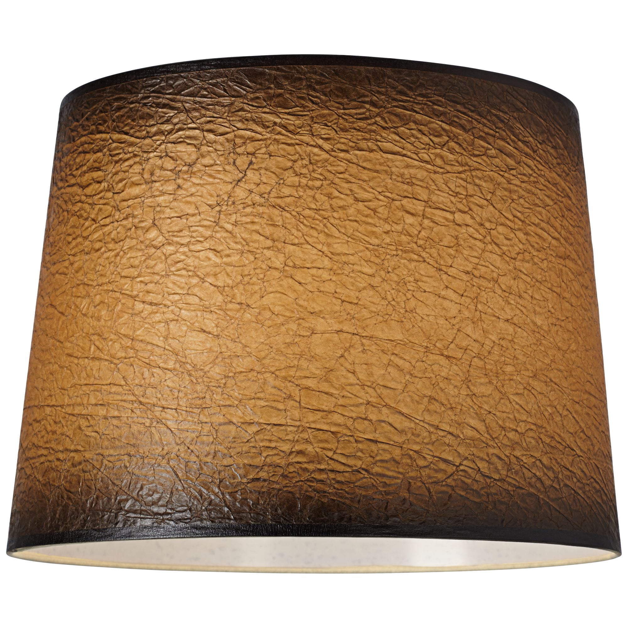 Springcrest Collection Set of 2 Drum Lamp Shades Distressed Crackle Medium 13" Top x 15" Bottom x 10" Slant Spider Replacement Harp and Finial Fitting