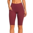 thumbnail image 2 of 2 Pack Women's High Waisted Knee Length Biker Shorts With Pockets 9" Bermuda Long  Length Active Short, 2 of 5