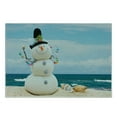 thumbnail image 3 of Snowman Cutting Board, Winter Vacation Holiday Theme Figure Seashells Sitting on Sandy Beach Coastal, Decorative Tempered Glass Cutting and Serving Board, Small Size, Multicolor, by Ambesonne, 3 of 5