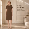 thumbnail image 5 of Alvantor Women's Dot Trim Short Sleeve Shift Dress, Oxblood Red, 5 of 8