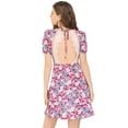 thumbnail image 1 of INSPIRE CHIC Vestido Mini Estampado Floral Espalda Abierta Ribete De Encaje A-Línea Capas Escalonadas Para Mujer Rosa L, 1 of 6