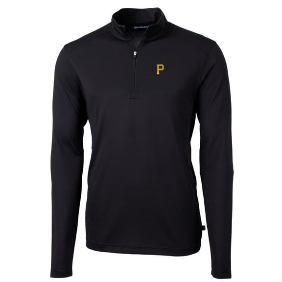 Men's Cutter & Buck Black Pittsburgh Pirates Big & Tall Virtue Eco Pique Quarter-Zip Pullover Jacket