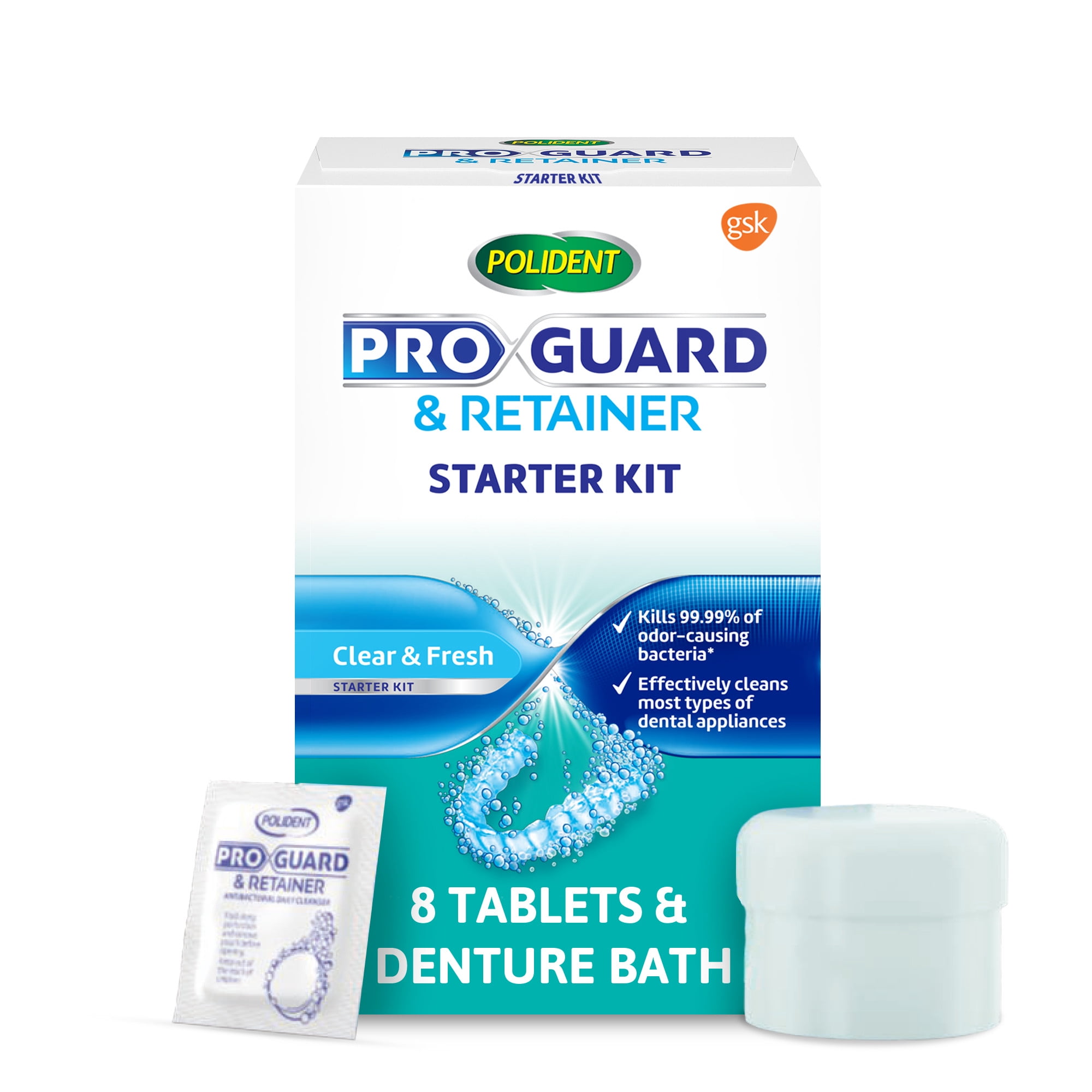 Polident Proguard and Retainer Mouth Guard and Retainer Cleansing Tablets Starter Kit