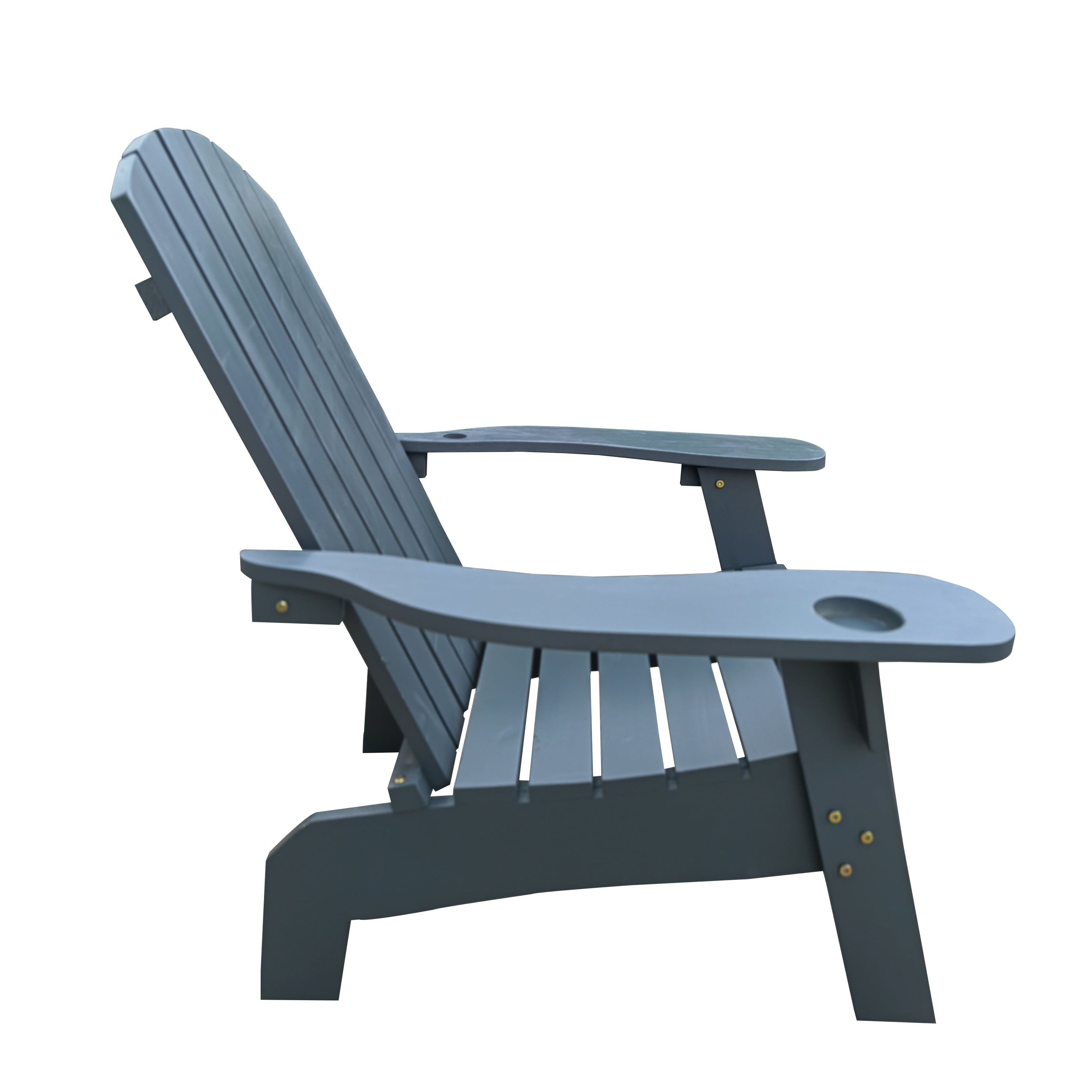 Aimee Lii Indoor Outdoor Wood Chair, Outdoor Beach Patio Pool Deck Furniture with An Umbrella Hole, Gray