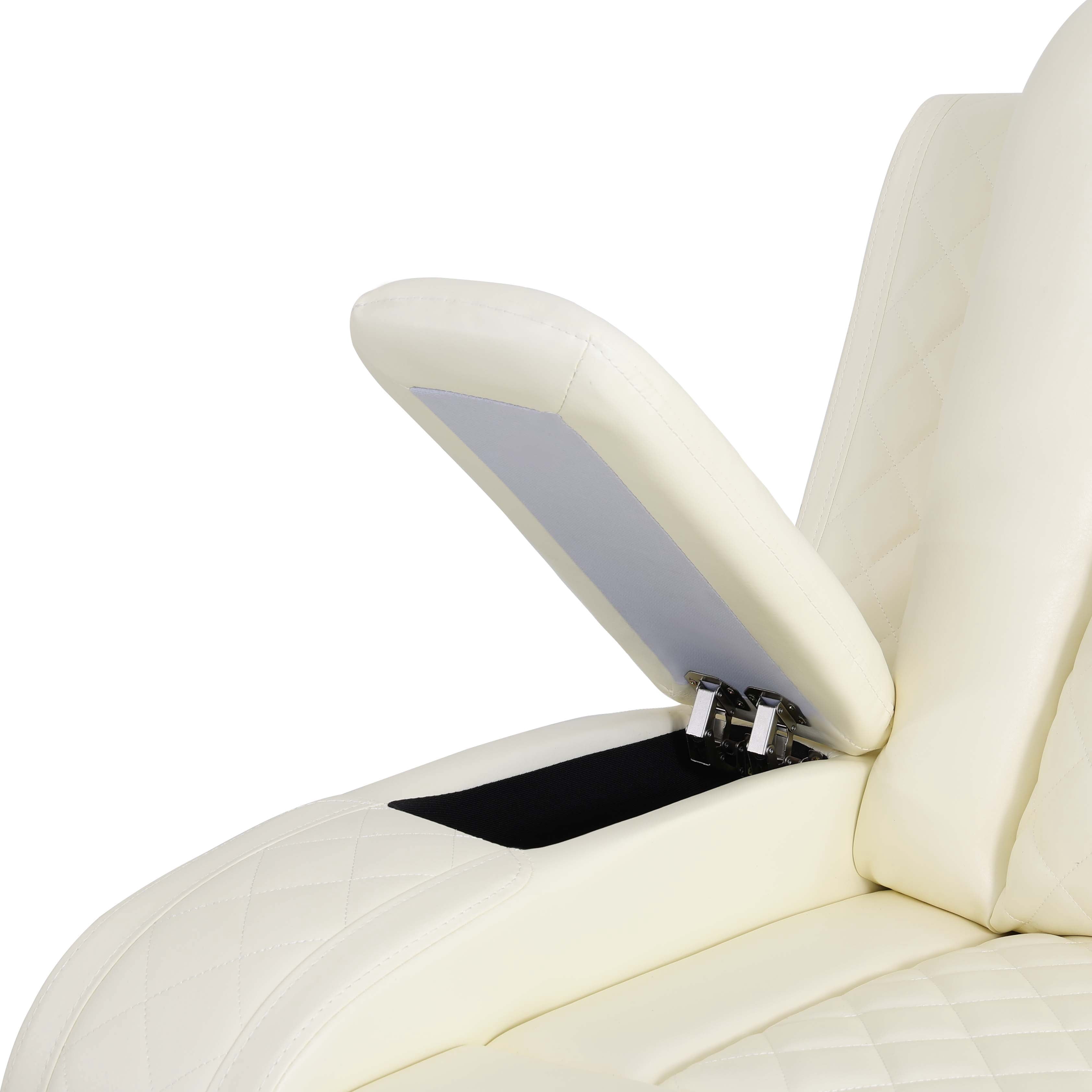 Gewnee Air Leather Power Recliner Sectional Sofa，Recliner Couch with Cup Holders，Wireless Charging,LED Ambient Light, Console Storage，Home Theater Sofa for Living Room,Creamy White