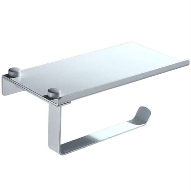 Toilet Paper Holder with Phone Shelf, UHOMEPRO Space Aluminum Tissue