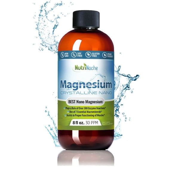 NutriNoche Liquid Magnesium Ultra Pure Crystalline Nano Magnesium Particles Gluten-Free Vegan 8 Ounce