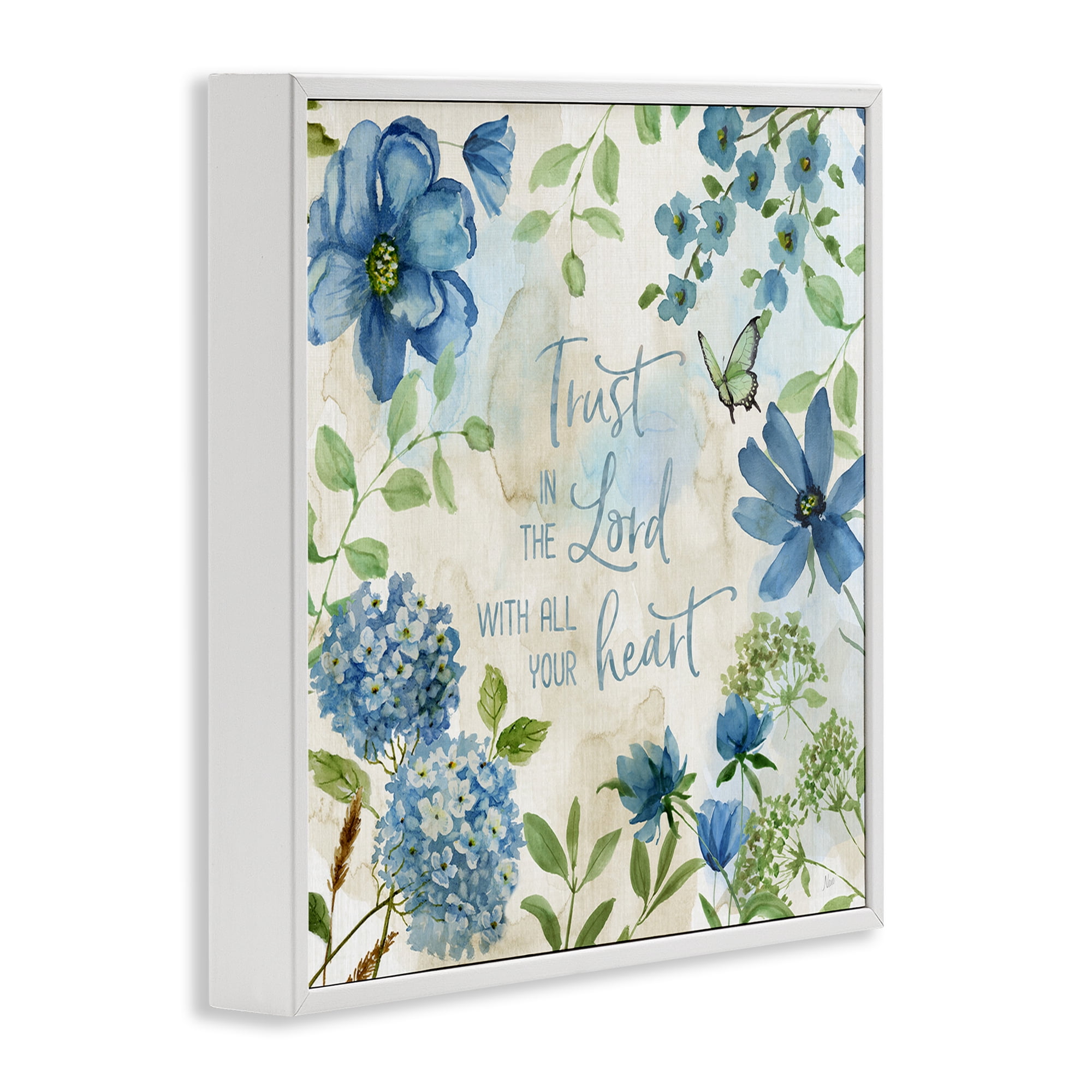 Stupell Industries Trust The Lord Floral Religious Painting White Framed Art Print Wall Art, 17 x 17