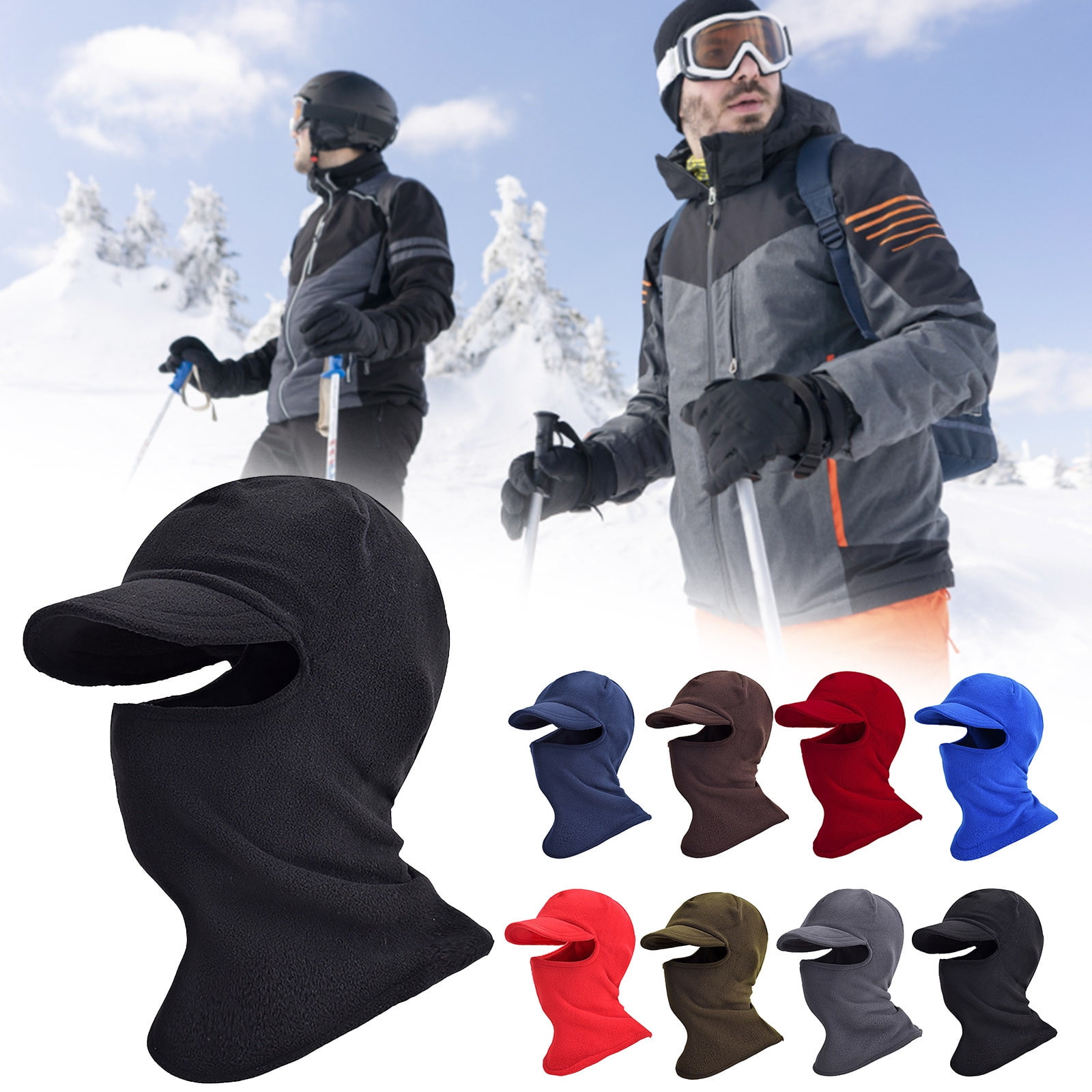 Tanhomme Wind-Resistance Winter,Fleece Ski Covers,Warm Face-Cover Hat Cap Scarf Autumn Winter Riding Warm Headgear Thickened Outdoor Windproof Coldproof Ski Cap