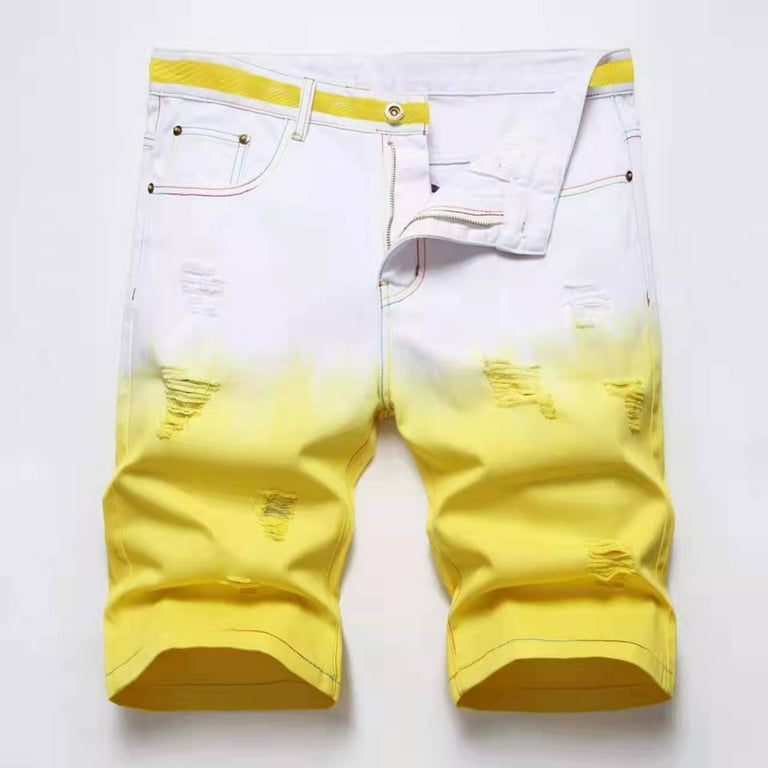 Mens yellow denim shorts deals