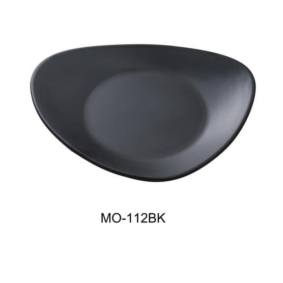 Yanco MO-112BK 12 in. Moderne Melamine Triangle Plate, Black - Pack of 12
