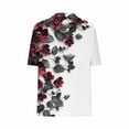 thumbnail image 4 of JTZGDY Short Sleeve V Neck T-Shirts for Women Dressy Floral Printed Summer Half Button Henley Tops Loose Fit Casual Graphic Vacation Tees Shirt Blouses Wine S, 4 of 6