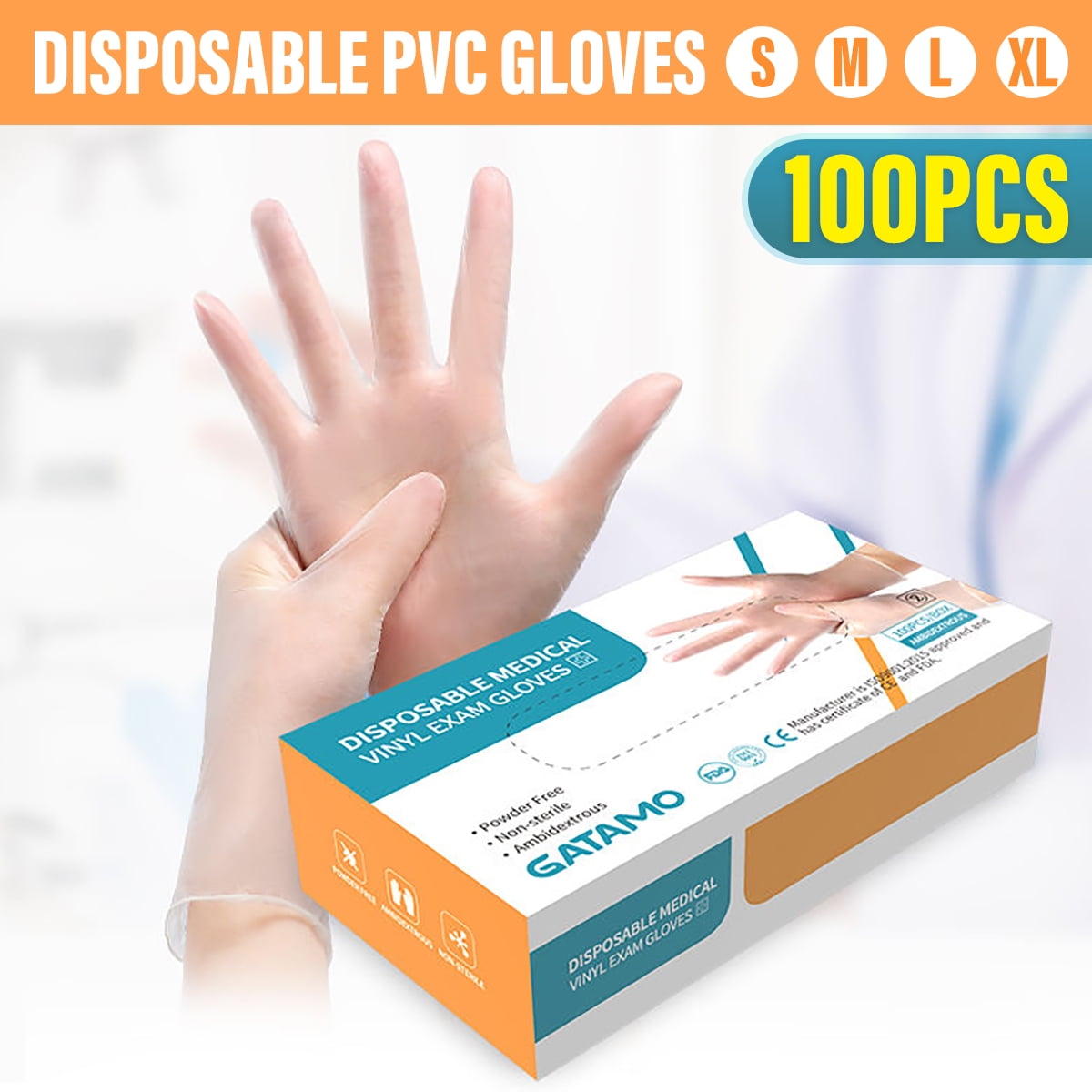 Details about   Box of 100 Powder Free VINAL Gloves SIZE L for General Use 