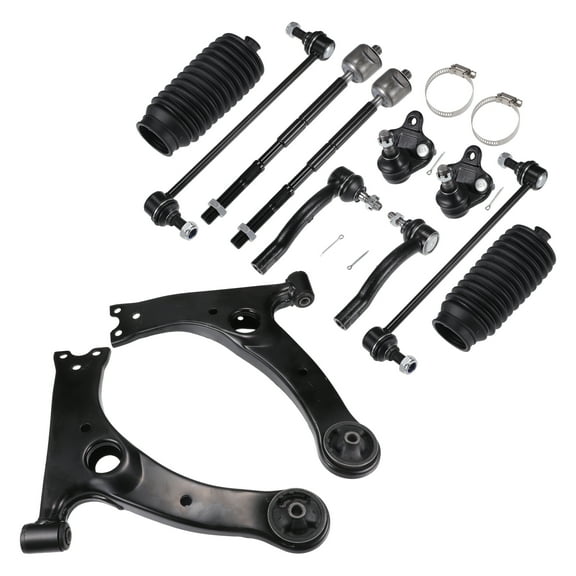 12pcs Front Suspension Kit Control Arm Tie Rod End Sway Bar Link Ball Joint with Boot for Toyota Corolla