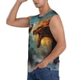 thumbnail image 3 of Lsque White And Red Sketch Dragon Print Men's Cotton Blend Sleeveless Muscle Shirts (S-3XL)- Moisture Wicking, Odor Protection, UPF 30+,3X-Large, 3 of 8