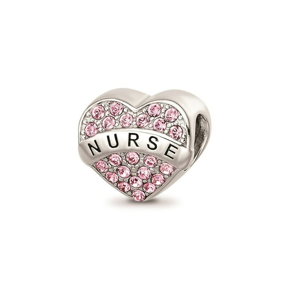 Reflection Beads Sterling Silver Crystal from Swarovski 2 Sided Nurse Heart Charm