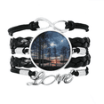 thumbnail image 1 of Lake Trees Science Nature Scenery Bracelet Love Accessory Twisted Leather Knitting Rope Wristband, 1 of 3