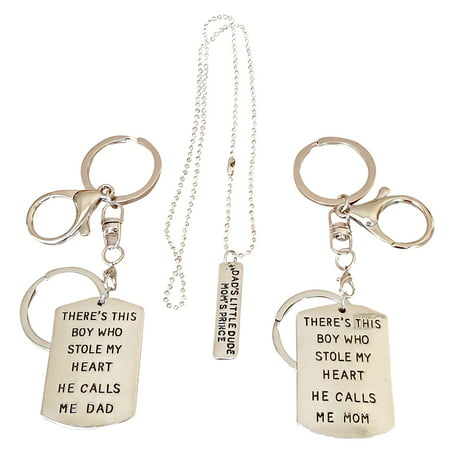 AM Landen Dog Tag Keychain Love Words Key Chains for Father, Mother, Valentine Lover Best Friends Key Chains(To Your Parent with