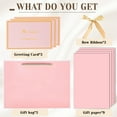 thumbnail image 3 of LELE LIFE Gift Bags, 3pcs 12.6" Large Gift Bag with Ribbon and 3 Greeting Cards 9 Tissue Paper, Paper Gift Bags with Handles for Women Birthday Wedding Party, Pink-White, 3 of 7