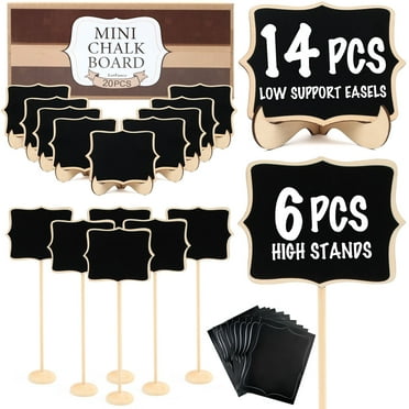 LotFancy 20 Pack Wood Mini Chalkboard Signs, Food Labels for Party Buffet, Black