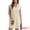 Beige, variant on Women's Half Zip Cap Sleeve V Neck Collared Tunic Dresses L Black