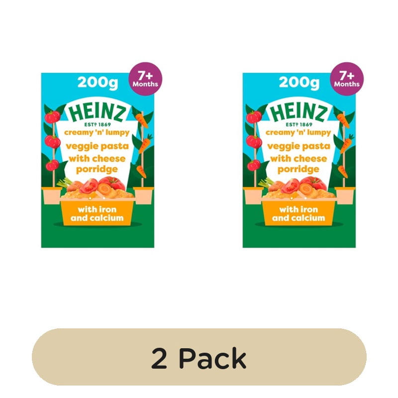 Heinz Veggie Pasta Cheese Porridge Baby Food 7+ Months 200g, British Import (Pack of 2)