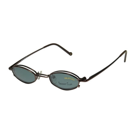 New Smartclip 602 Mens/Womens Designer Full-Rim Mocha Sleek Polarized Sanglass Clip-on Lenses Frame Demo Lenses 42-23-140 Sunglass Lens Clip-Ons Spring Hinges Eyeglasses/Eye Glasses