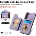 thumbnail image 4 of Phone Case for Samsung Galaxy S23 5G Wallet Cover with Screen Protector and Wrist Strap Lanyard RFID Credit Card Holder Ring Stand Cell Accessories S 23 23S GS23 G5 SM-S911U 6.1 inch Women Men Purple, 4 of 13