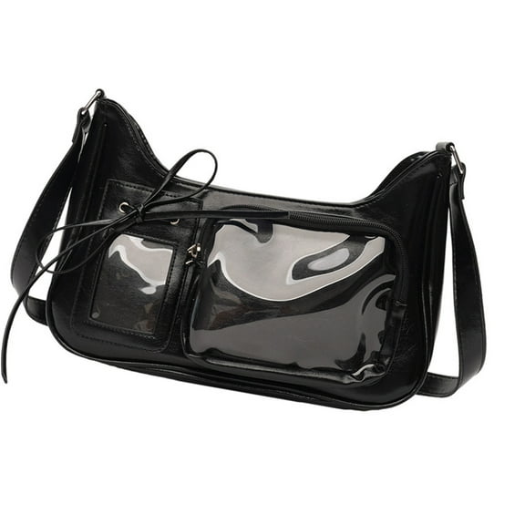 Huhudde Stylish Crossbody Bag for Women with Badge Display and Adjustable Strap PU Shoulder Bags for Everyday Activities