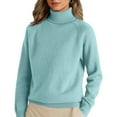 thumbnail image 2 of Turtleneck Sweater Women Long Sleeve Mock Neck Sweater Warm Fall Winter Chunky Knit Pullover 2025 Turquoise M, 2 of 4