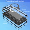 thumbnail image 6 of ELEHOLD for Samsung Galaxy S24 Ultra Full Body Case with Built-in Screen Protector, Magnetic Adsorption Metal Bumper with Safety Lock 360  Shockproof Protection MagSafe Folding Kickstand Cover,Black, 6 of 7