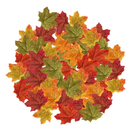 

NUOLUX 500pcs Artificial Maple Leaves Fake Leaf Decorations Thanksgiving Fall Ornaments