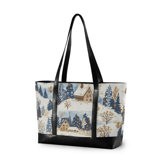 FORMRS Laptop Tote Bag for Women with 15.6" Computer Compartments Handbag, Snowy Winter