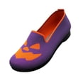 thumbnail image 3 of Willtoo Halloween Shoes for Women Pumpkin Ghost Pattern Loafers Soft Knitted Slip on Flats, 3 of 5