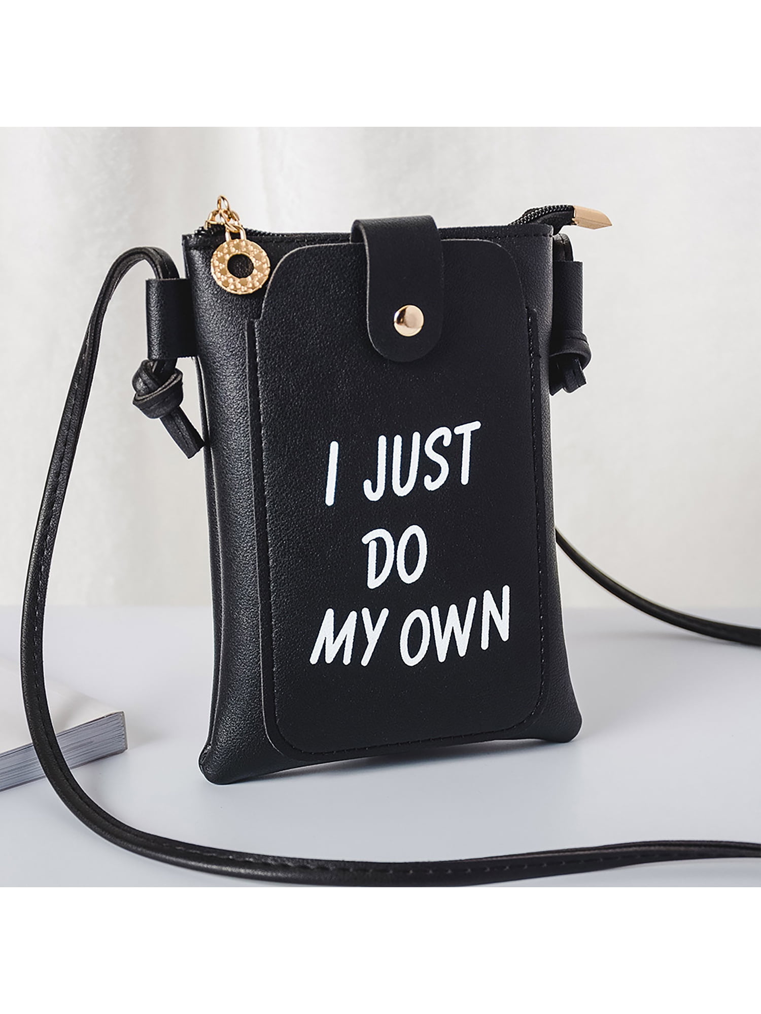 Innerwin Women Cell Phone Purse Designer Crossbody Bags Mini PU Leather  Wallet Messenger Ladies Fashion Credit Card Slots Waterproof Pouch Black 