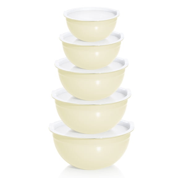 Stainless Steel Mixing Bowls with Lids Set, Laoyebaoho Metal Nesting Salad Bowls, Airtight Lids, Large Prep Metal Mixing Bowls for Kitchen