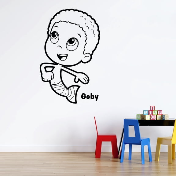 Vinyl Adhesive Goby Bubble Guppies Wall Decal | 20" x 31" Removable Home Wall Art Decoration Girls Boys Kids Bedroom Nursery Room Cartoon Character Decor Sticker
