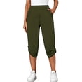 thumbnail image 2 of Capri Pants for Women Spring Summer Elastic Waist Straight Leg Cropped Pants with Pockets Womens Capris, 2 of 4