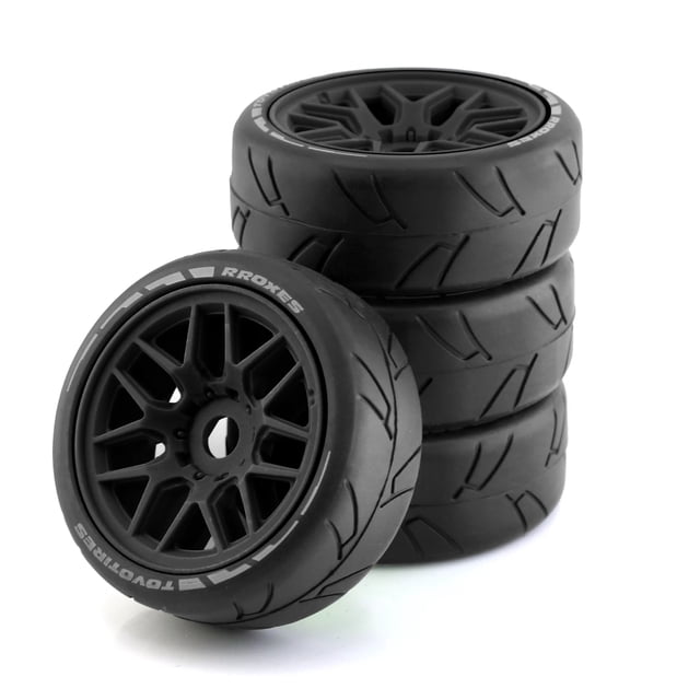 Bewildely Llantas de plástico RCGOFOLLOW resistentes al desgaste, neumáticos para llantas de control remoto 1/8, neumáticos WRC Feishen RC, Kits de construcción modelo Negro