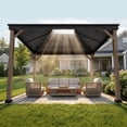 thumbnail image 2 of Sunjoy 11 x 13 ft. Hardtop Gazebo Outdoor Black Steel Gazebo with Skylight for Patio, Garden and Backyard Activities, Black, 2 of 11