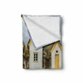 thumbnail image 2 of Iceland Soft Flannel Fleece Throw Blanket, Antique Traditional Icelandic Turf Viking Houses with Wheelbarrow Rural Setting, Cozy Plush for Indoor and Outdoor Use, 60" x 80", Multicolor, by Ambesonne, 2 of 6