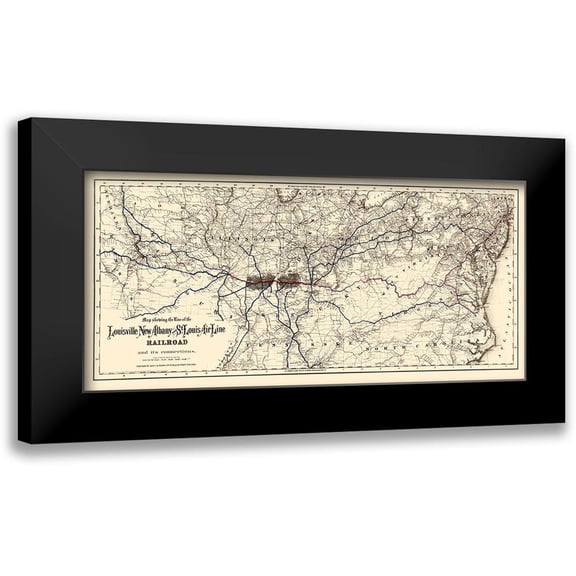 Colton 14x9 Black Modern Framed Museum Art Print Titled - Louisville, New Albany and St Louis Air Line 1872