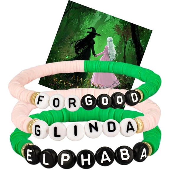 6 Pcs Elphaba Galinda Friendship Matching Bracelets for Women Best Friends BFF Jewelry Alphabet Bracelet Witch Hat Bracelet for Fan Party Accessories
