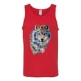 thumbnail image 2 of Wolf Oil Painting Animal Lover Mens Graphic Tank Top, Red, 3XL, 2 of 3